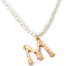 Load image into Gallery viewer, Designer A-Z Pearl Beaded Letter Pendant Initial Necklace
