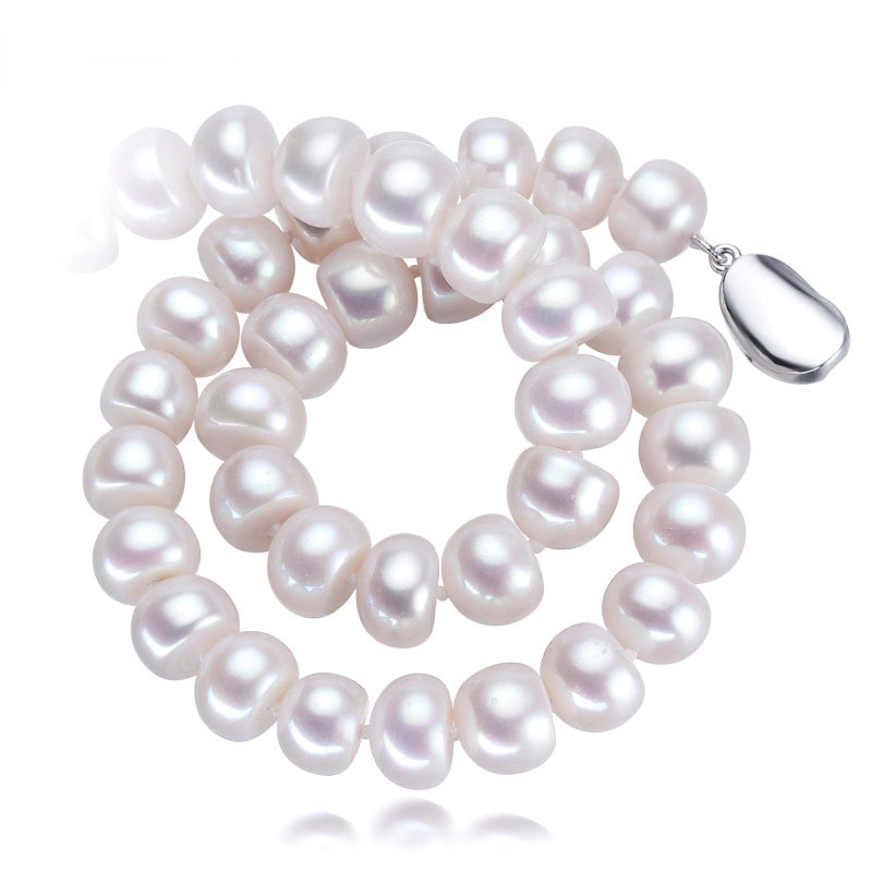 Luxury Big Size Natural White Freshwater Pearl Beaded Necklace