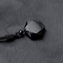 Load image into Gallery viewer, Handcrafted Natural Black Obsidian Cubic Hexagram Pendant Necklace
