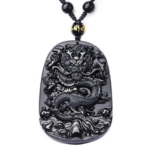 Load image into Gallery viewer, Handcrafted Natural Obsidian Dragon Pendant Necklace
