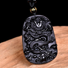 Load image into Gallery viewer, Handcrafted Natural Obsidian Dragon Pendant Necklace
