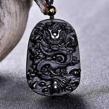 Load image into Gallery viewer, Handcrafted Natural Obsidian Dragon Pendant Necklace
