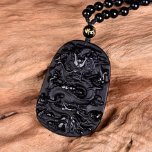 Load image into Gallery viewer, Handcrafted Natural Obsidian Dragon Pendant Necklace
