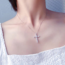 Load image into Gallery viewer, Designer 925 Sterling Silver Moissanite Cross Pendant Necklace
