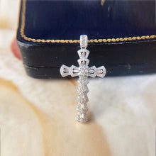 Load image into Gallery viewer, Designer 925 Sterling Silver Moissanite Cross Pendant Necklace
