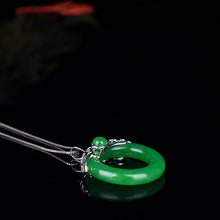 Load image into Gallery viewer, Handcrafted  Natural Green Jade Circle Pendant with 925 Sterling Silver Necklace
