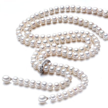 Load image into Gallery viewer, Natural White Freshwater Pearl Beaded Long Necklace for Ladies
