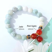 Load image into Gallery viewer, Handcrafted Natural Jade Red Agate Beaded Charm Bracelet
