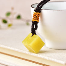 Load image into Gallery viewer, Lokaloca Natural Raw Cubic Lemon Jade Pendant Necklace
