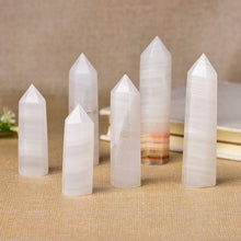 Load image into Gallery viewer, Lokaloca Natural White Jade Crystal Point Healing Obelisk Wand
