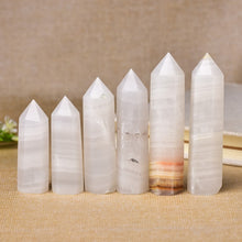 Load image into Gallery viewer, Lokaloca Natural White Jade Crystal Point Healing Obelisk Wand
