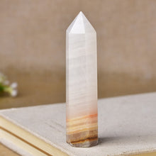 Load image into Gallery viewer, Lokaloca Natural White Jade Crystal Point Healing Obelisk Wand
