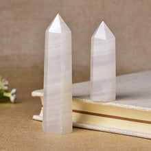 Load image into Gallery viewer, Lokaloca Natural White Jade Crystal Point Healing Obelisk Wand
