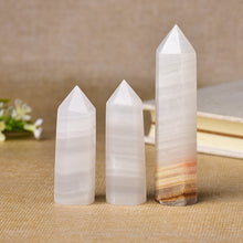 Load image into Gallery viewer, Lokaloca Natural White Jade Crystal Point Healing Obelisk Wand
