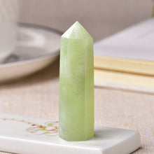 Load image into Gallery viewer, Lokaloca Natural Green Jade Crystal Point Healing Obelisk Wand
