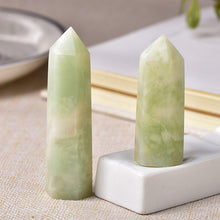 Load image into Gallery viewer, Lokaloca Natural Green Jade Crystal Point Healing Obelisk Wand
