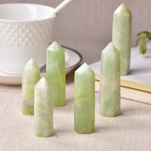 Load image into Gallery viewer, Lokaloca Natural Green Jade Crystal Point Healing Obelisk Wand
