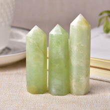 Load image into Gallery viewer, Lokaloca Natural Green Jade Crystal Point Healing Obelisk Wand
