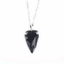 Load image into Gallery viewer, Natural Raw Obsidian Arrow Pendant Necklace
