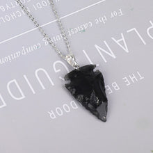 Load image into Gallery viewer, Natural Raw Obsidian Arrow Pendant Necklace
