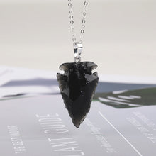 Load image into Gallery viewer, Natural Raw Obsidian Arrow Pendant Necklace
