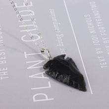 Load image into Gallery viewer, Natural Raw Obsidian Arrow Pendant Necklace
