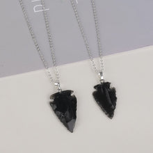 Load image into Gallery viewer, Natural Raw Obsidian Arrow Pendant Necklace
