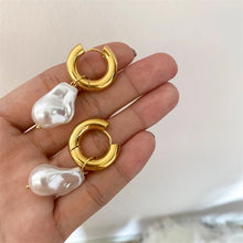 Load image into Gallery viewer, Iridescent Design 18K Gold Plated Baroque Pearl Drop Dangle Earrings
