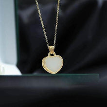 Load image into Gallery viewer, 2021 Fall New Natural Fine White Jade Love Heart-shaped Gilt Necklace Pendant Exquisite Lady Silver Jewelry
