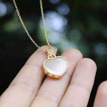 Load image into Gallery viewer, 2021 Fall New Natural Fine White Jade Love Heart-shaped Gilt Necklace Pendant Exquisite Lady Silver Jewelry
