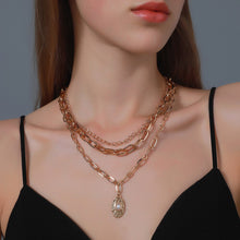 Load image into Gallery viewer, Ethnic Multilayer Cuban Link Chain Vintage Baroque Irregular Pearl Coin Pendant Necklace
