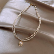 Load image into Gallery viewer, Ethereal Italian Design Double Layer Pearl Beaded Pendant Choker Necklace
