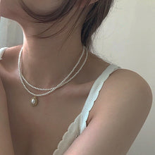 Load image into Gallery viewer, Ethereal Italian Design Double Layer Pearl Beaded Pendant Choker Necklace
