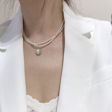 Load image into Gallery viewer, Ethereal Italian Design Double Layer Pearl Beaded Pendant Choker Necklace
