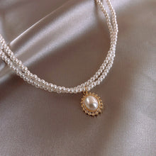 Load image into Gallery viewer, Ethereal Italian Design Double Layer Pearl Beaded Pendant Choker Necklace
