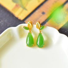 Load image into Gallery viewer, Lokaloca Original Natural Fine Jade Drop-shaped Earrings
