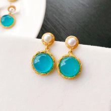 Load image into Gallery viewer, 2021 Autumn Original Amazonite Pearl Earrings Exquisite and Elegant Ladies Silver Jewelry
