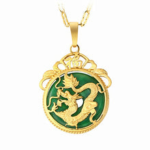 Load image into Gallery viewer, Lokaloca Natural Green Jade Dragon Pendant Jewelry Necklace
