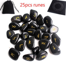 Load image into Gallery viewer, 25Pcs Natural Carved Runes Black Obsidian Fortune-telling Healing Meditation Crystal Sets
