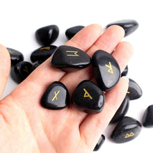 Load image into Gallery viewer, 25Pcs Natural Carved Runes Black Obsidian Fortune-telling Healing Meditation Crystal Sets
