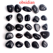 Load image into Gallery viewer, 25Pcs Natural Carved Runes Black Obsidian Fortune-telling Healing Meditation Crystal Sets
