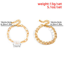 Load image into Gallery viewer, 2Pcs/Set Unique Design Baroque Pearl Cuban Link Chain Charm Bracelet
