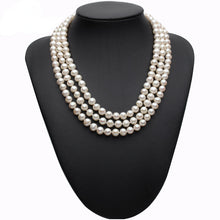 Load image into Gallery viewer, Three Strands Natural Freshwater Pearl Beaded Necklace for Ladies
