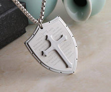 Load image into Gallery viewer, Shield Armor of God Ephesians 6:16-17, Faith Cross Stainless Steel Pendant Necklace
