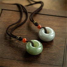 Load image into Gallery viewer, Lokaloca Handcrafted Natural Hetian Jade Lucky Donut Pendant Necklace
