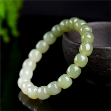 Load image into Gallery viewer, Lokaloca Handcrafted Natural Gradient Green Hetian Jade Beaded Bracelet
