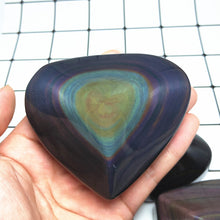 Load image into Gallery viewer, Handpolished 50-70mm Heart Shaped Natural Rainbow Obsidian Crystal
