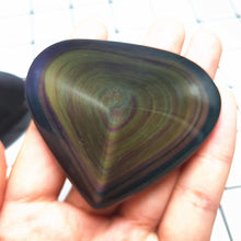 Load image into Gallery viewer, Handpolished 50-70mm Heart Shaped Natural Rainbow Obsidian Crystal
