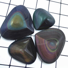 Load image into Gallery viewer, Handpolished 50-70mm Heart Shaped Natural Rainbow Obsidian Crystal
