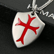 Load image into Gallery viewer, Knights Templar Cross Joshua Shield Stainless Steel Pendant Necklace
